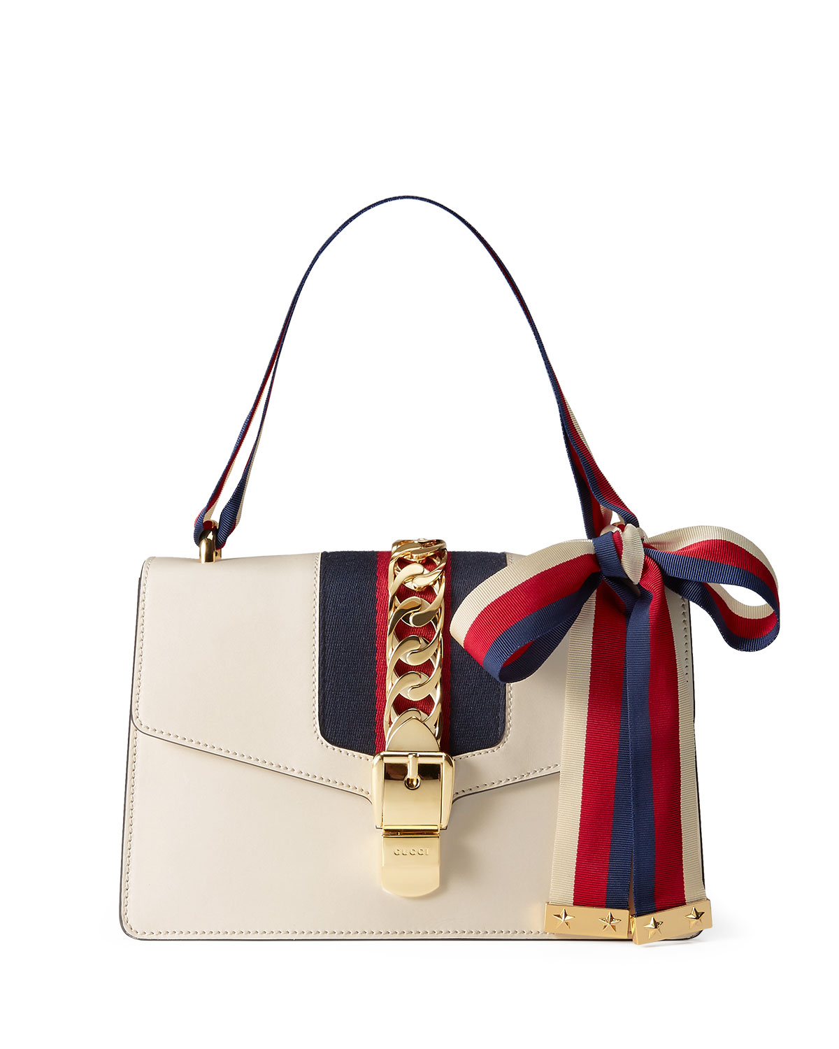sylvie small leather shoulder bag, white/red/blue