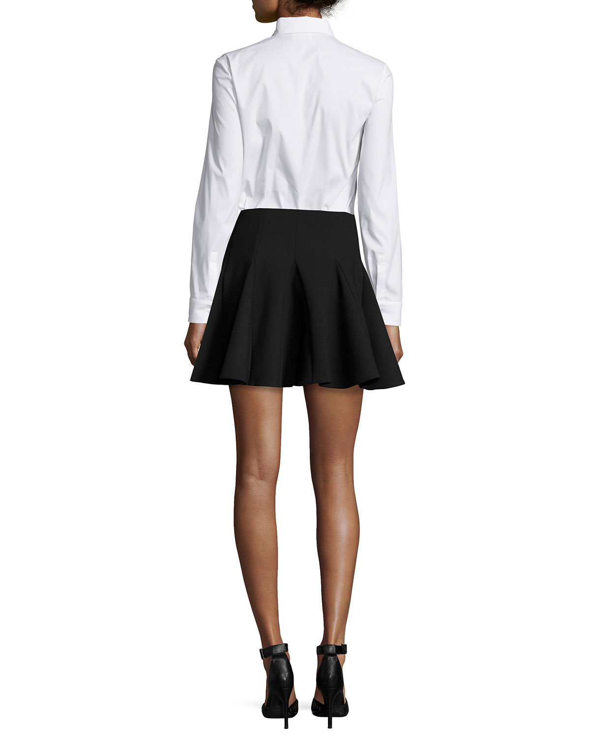 Pleated Fit-&-Flare Skirt, Black