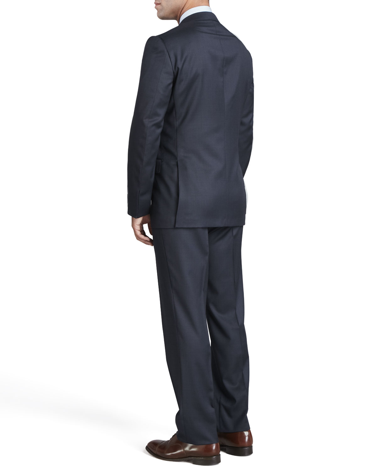 Tic Woven Two-Button Suit, Navy