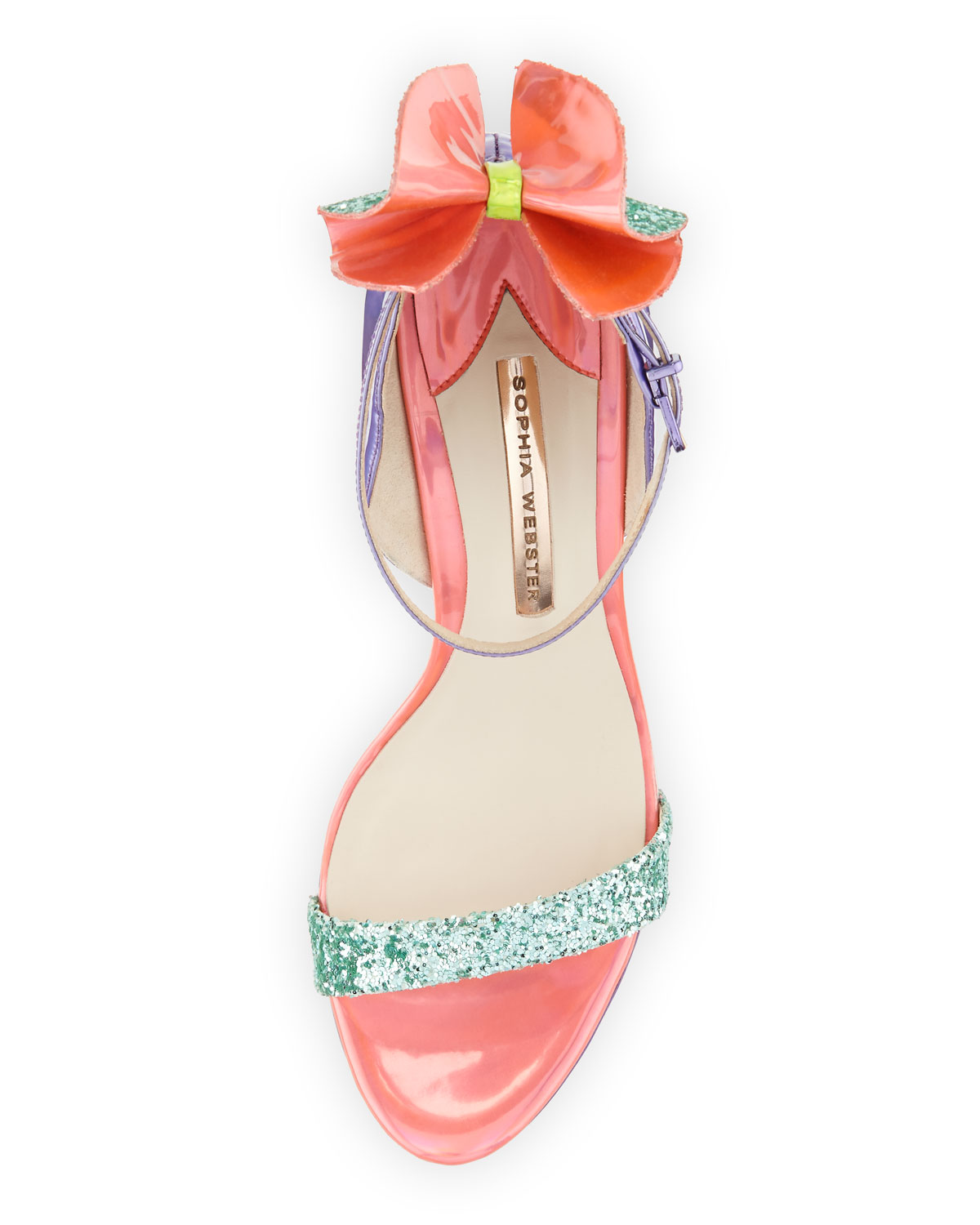 Maya Bow Iridescent 115mm Sandal, Violet