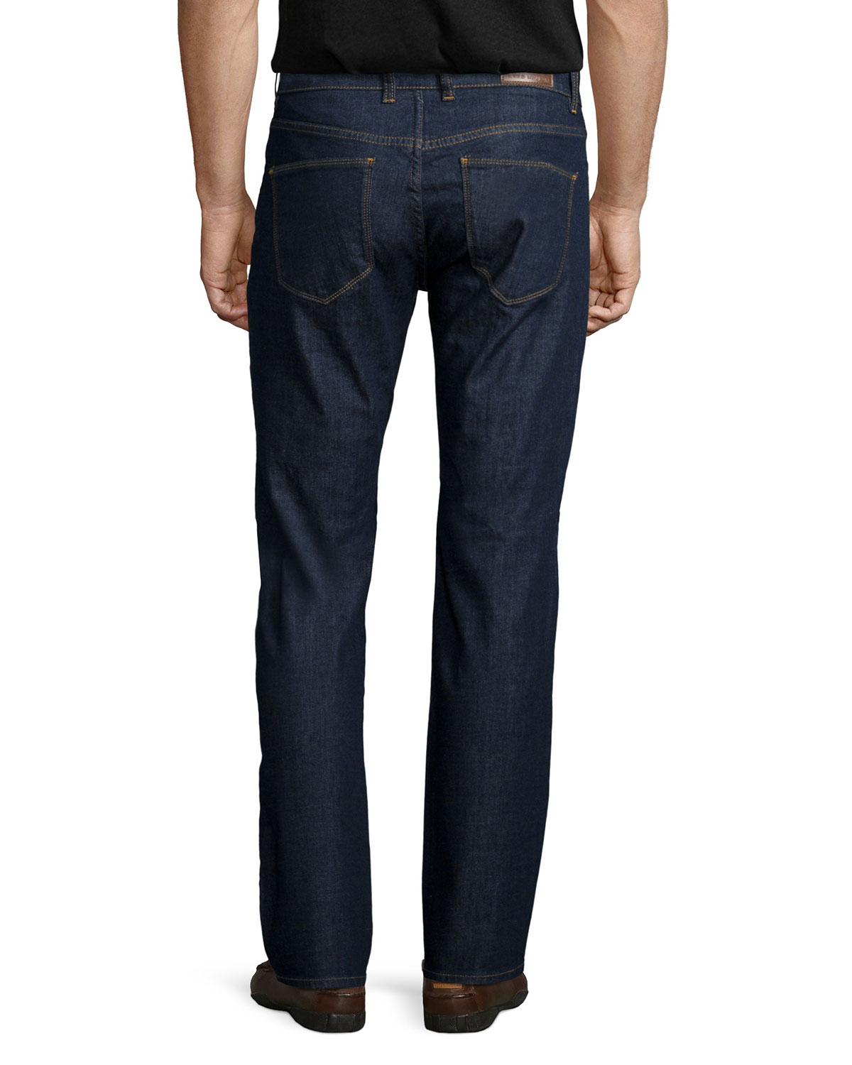 Straight-Leg Stretch-Denim Jeans, Indigo
