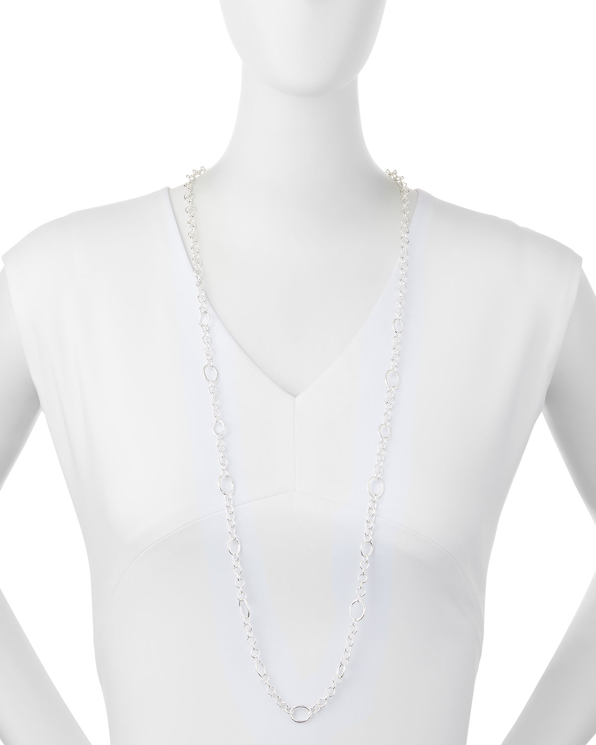 Silver Glamazon Circle Link Necklace, 40"