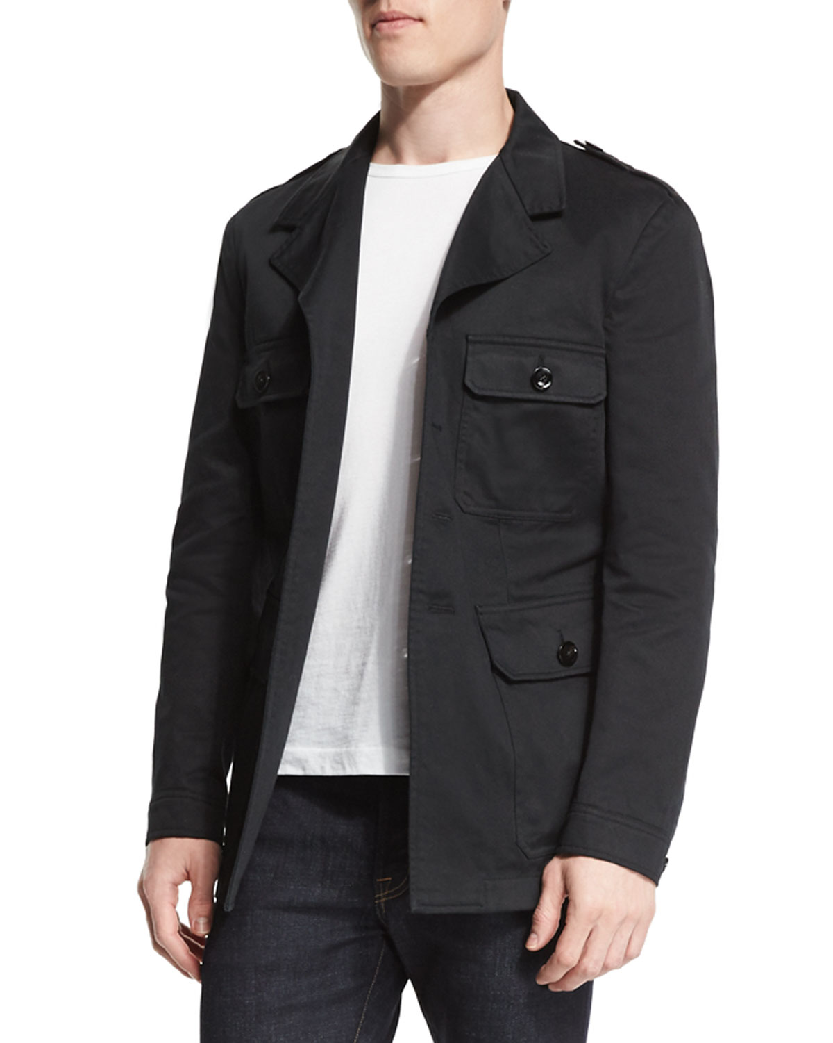 Vintage Wash Safari Jacket, Black