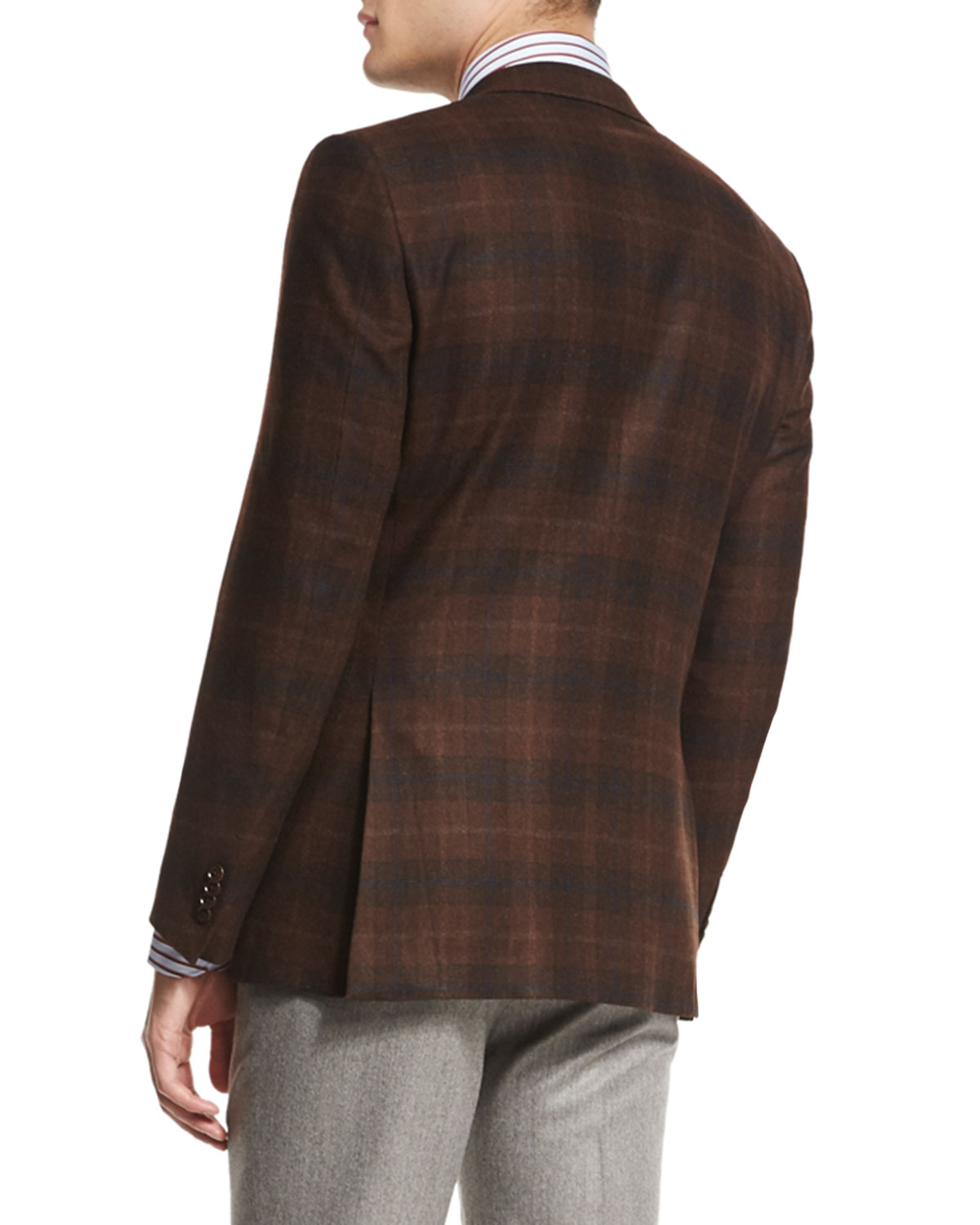 Trofeo-Cashmere Plaid Jacket, Rust