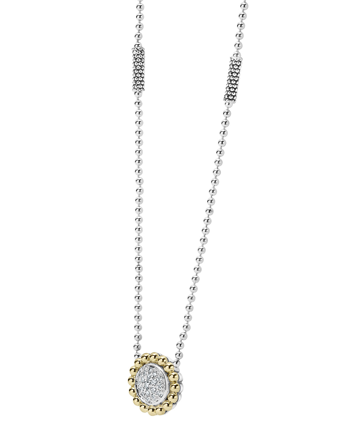 12mm Pavé Diamond & Caviar Pendant Necklace