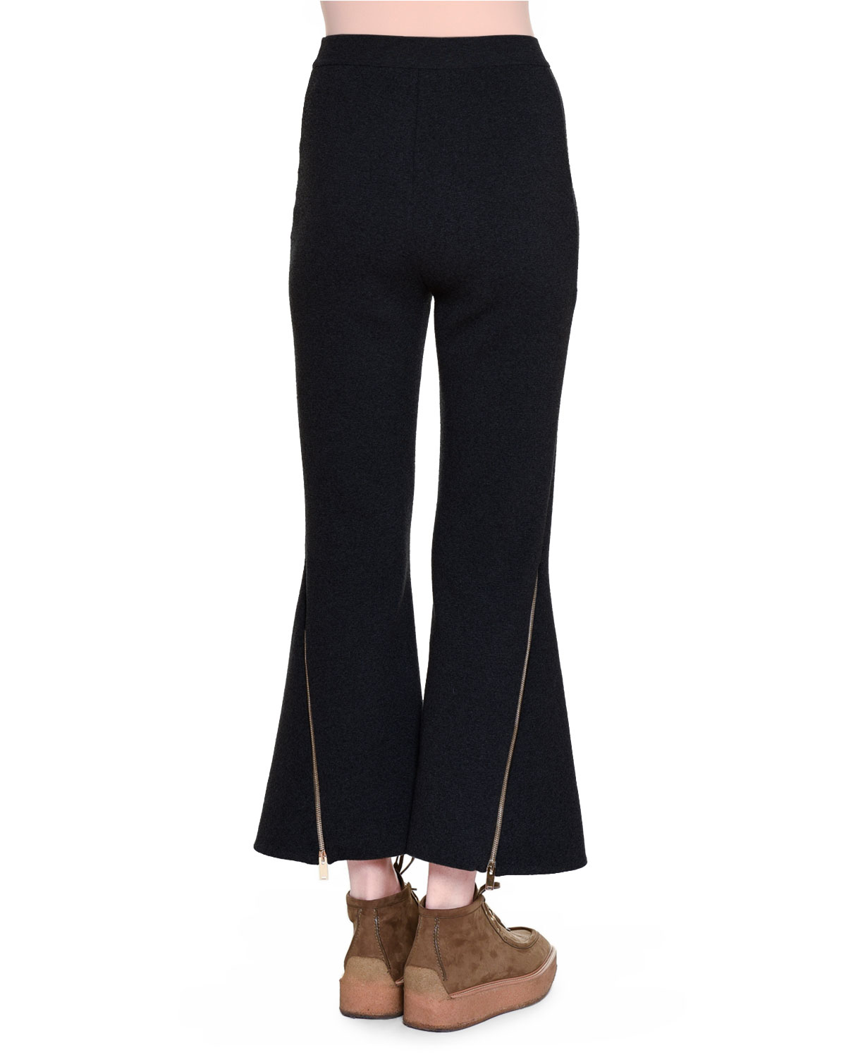 Strong Lines Flare-Leg Cropped Pants, Ink