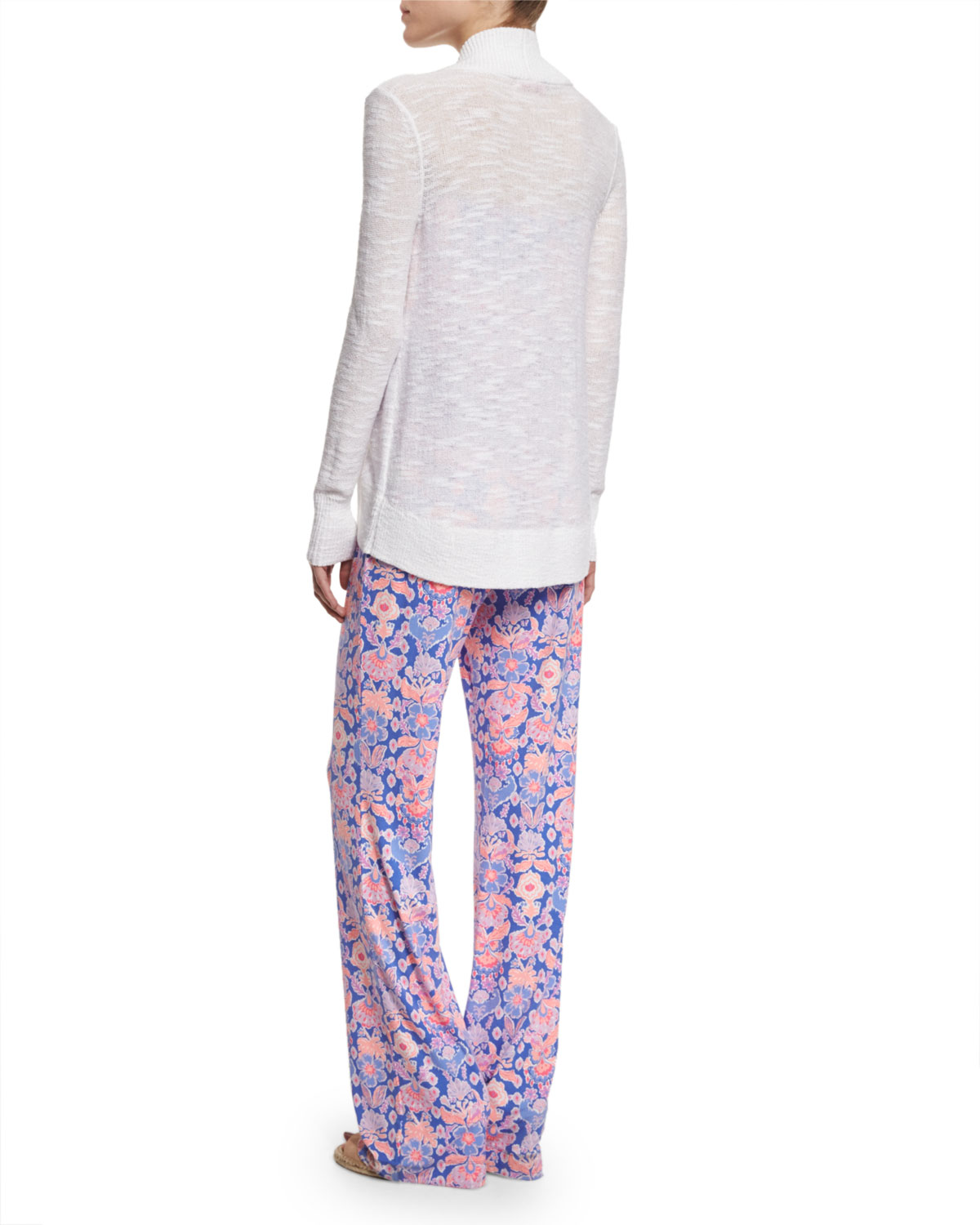 Tia Strapless Printed Jumpsuit, Iris Blue 