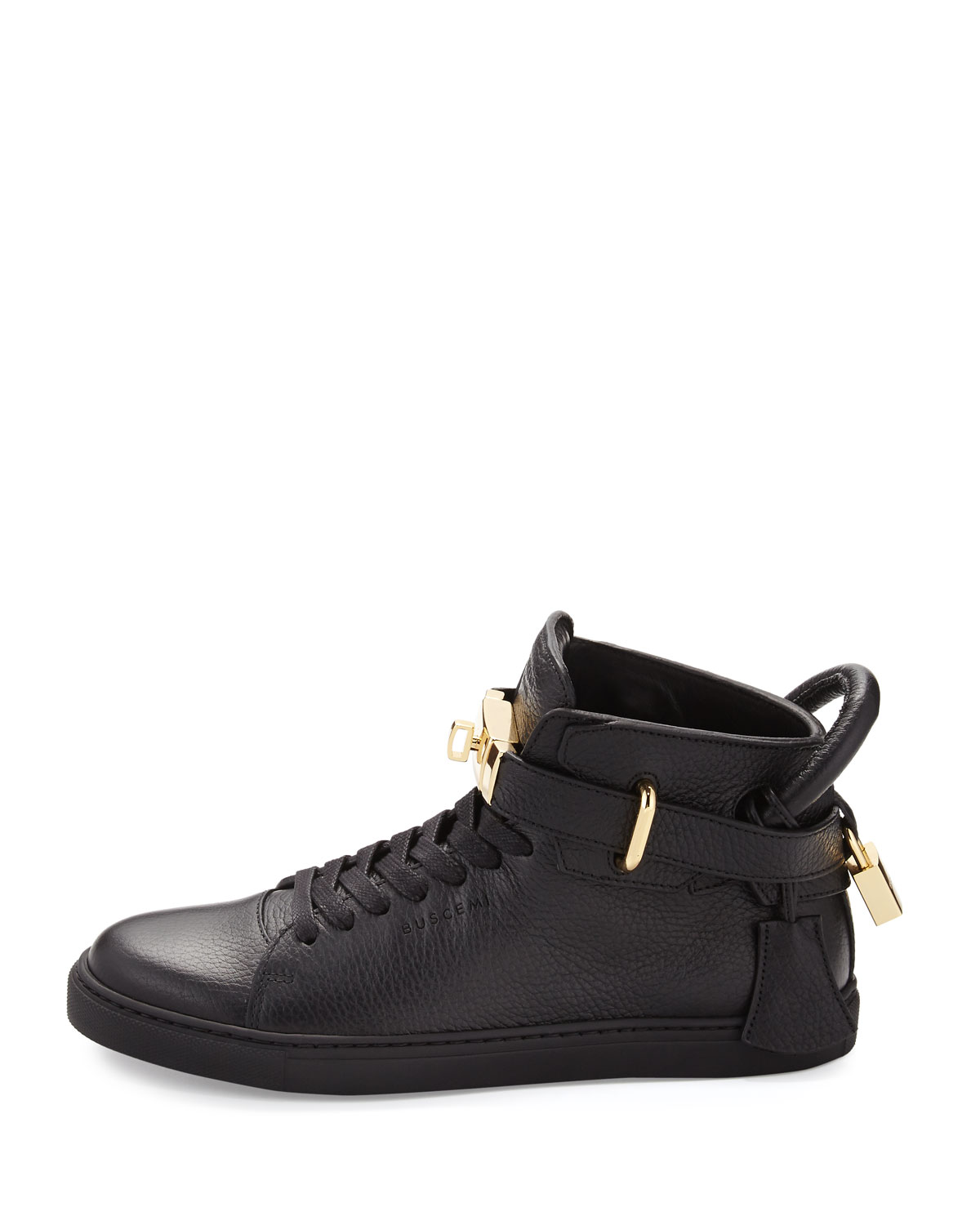 Women's Padlock & Key Pebbled Leather Sneaker, Black