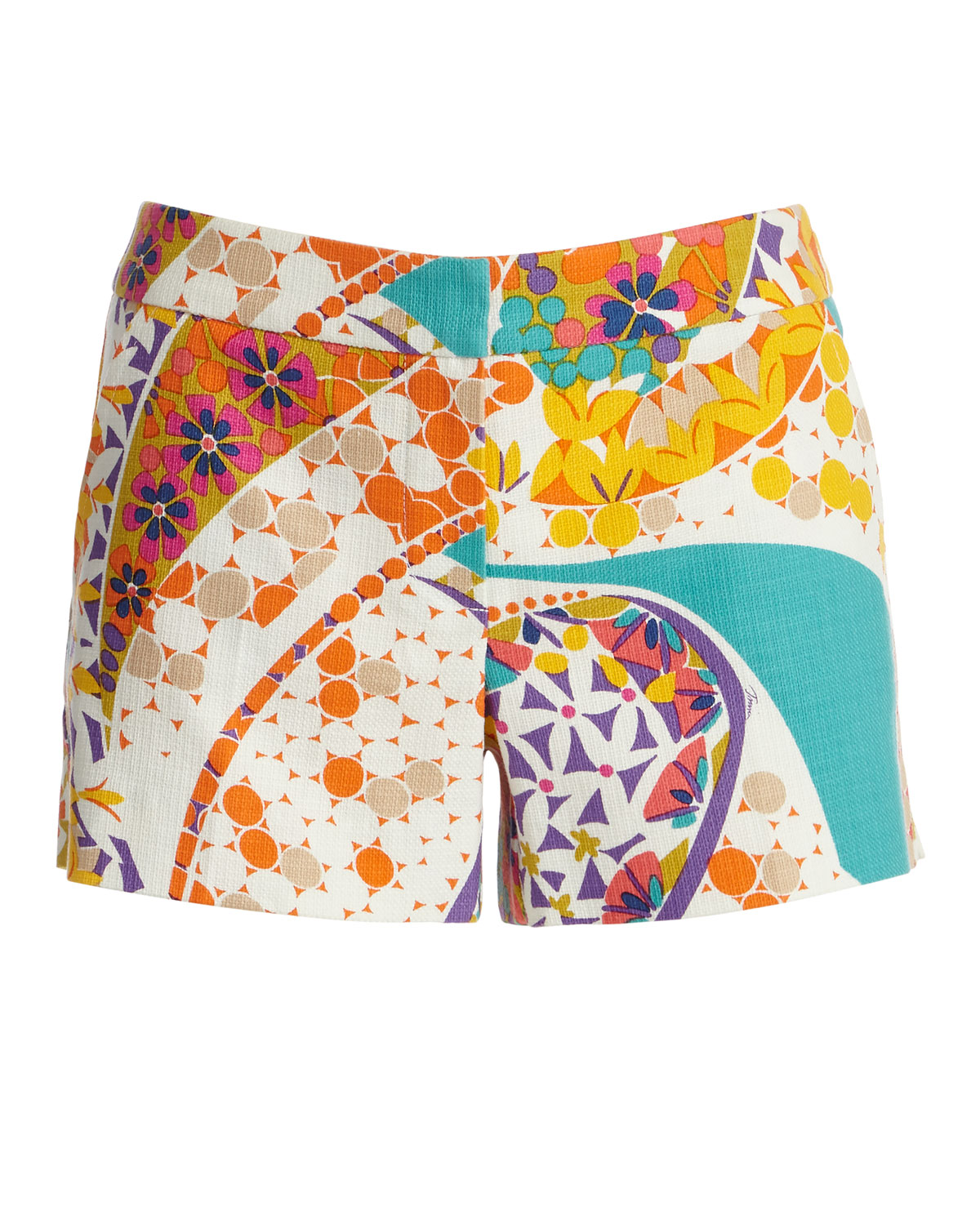 Floral-Print Mosaic Short Shorts