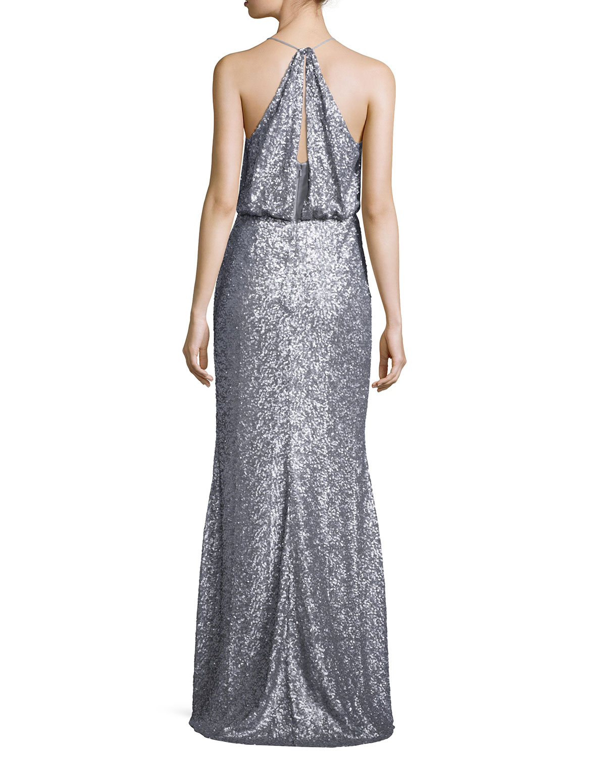 Sequined Sleeveless Blouson Gown