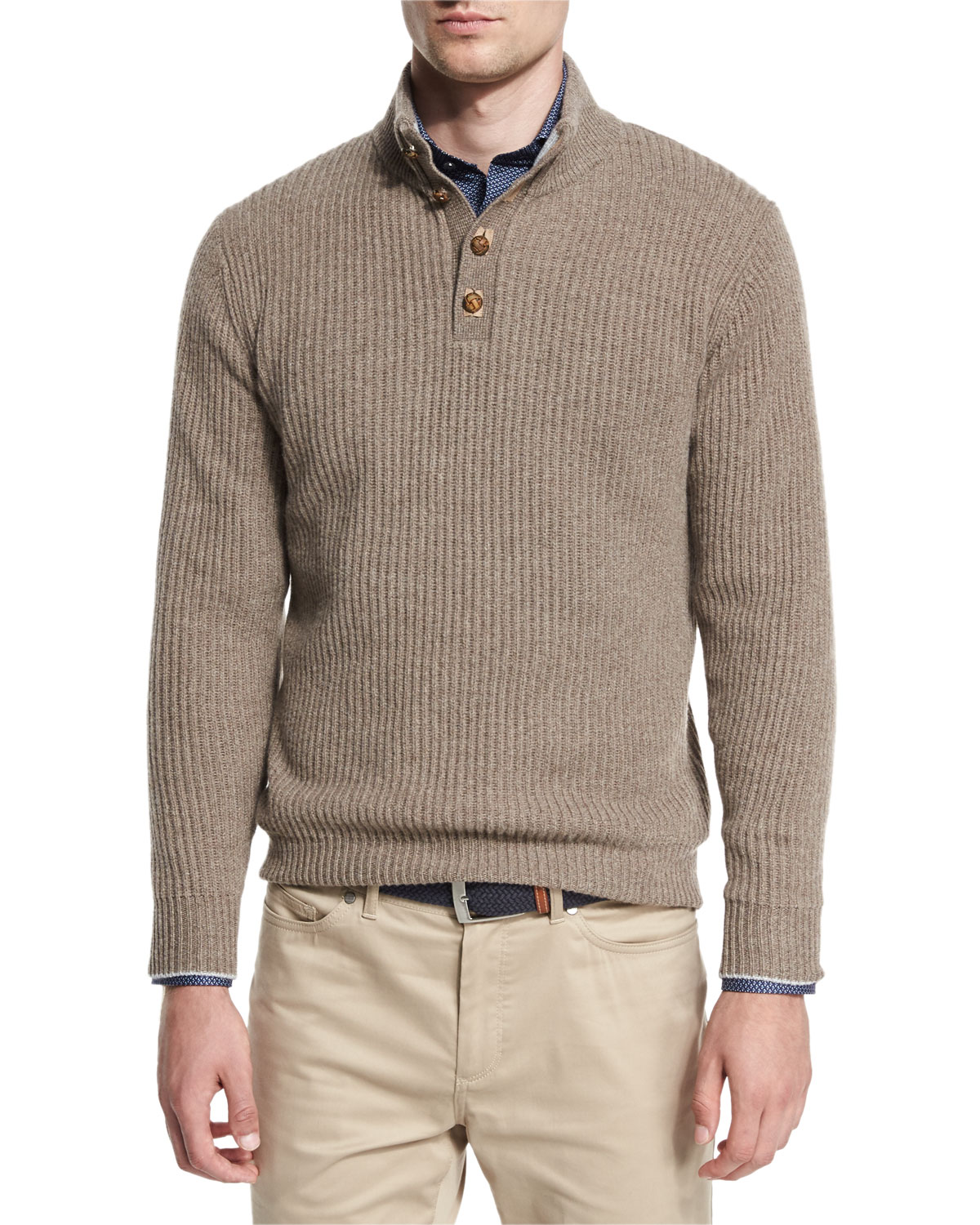 St. Moritz Quarter-Button Pullover, Sandalwood