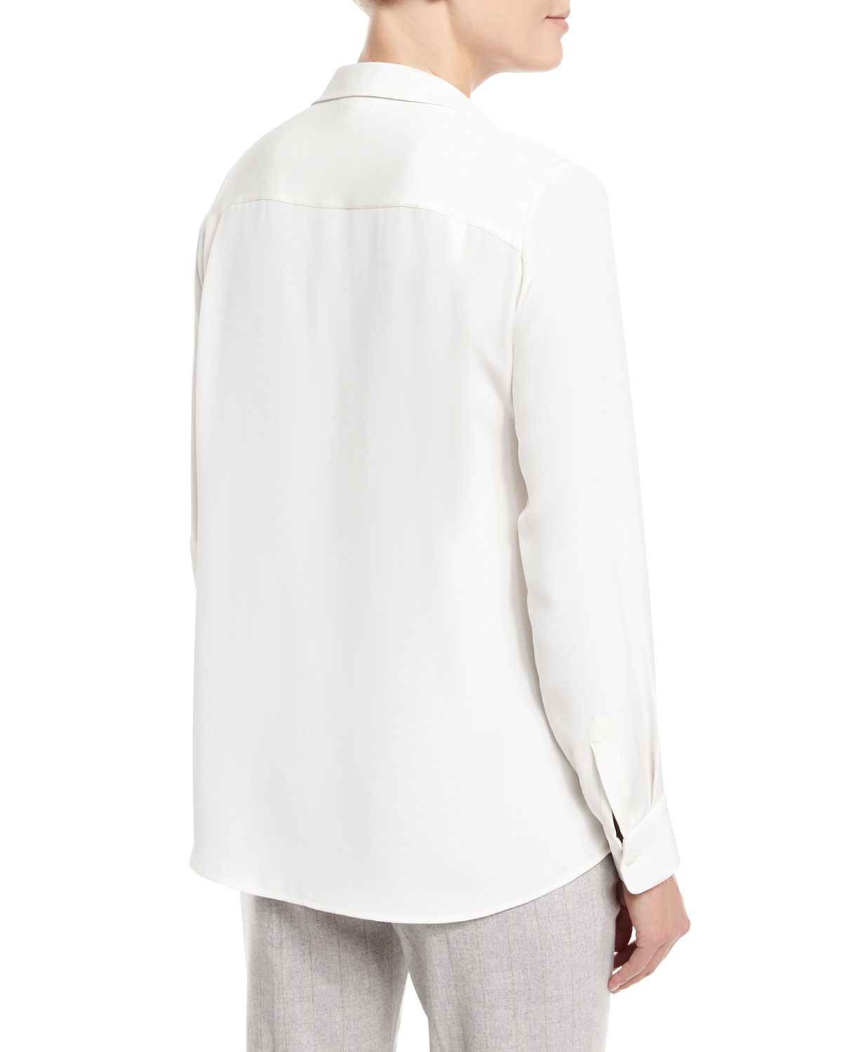 Jenna Pleated-Front Blouse, White