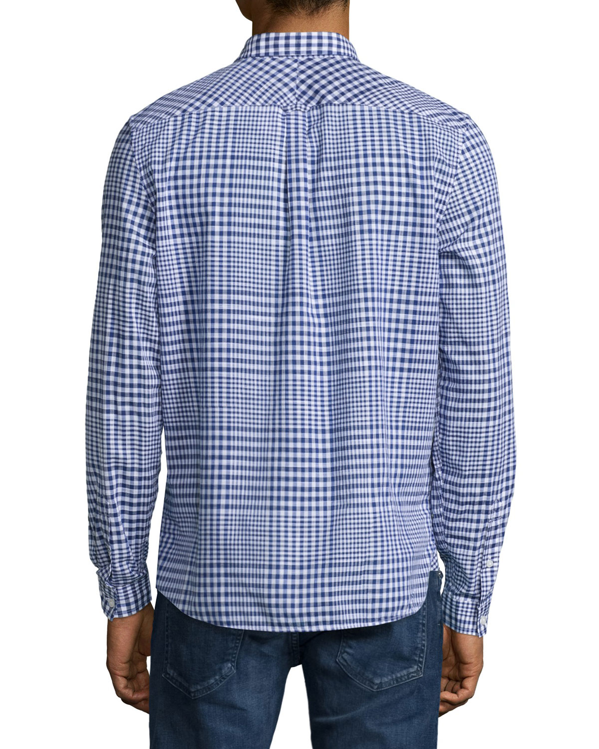 Large Plaid Oxford Shirt, Navy/White