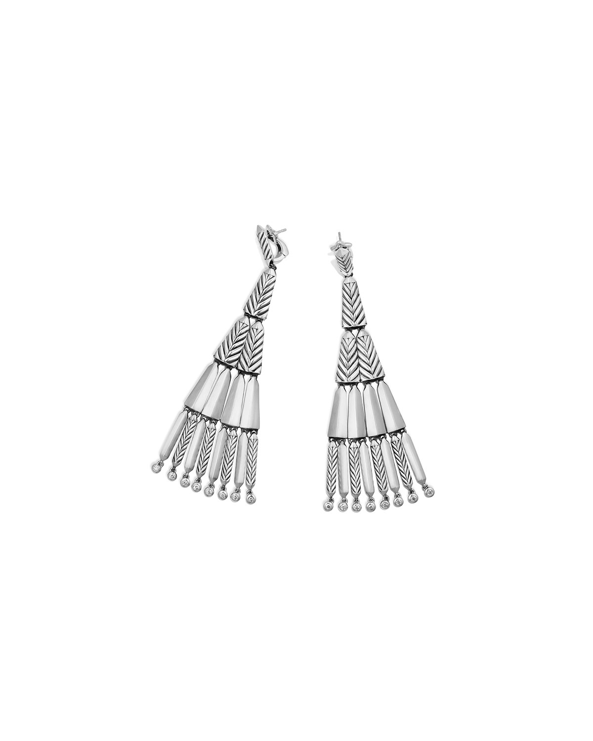 Stax Silver Fringe Earrings with Diamonds