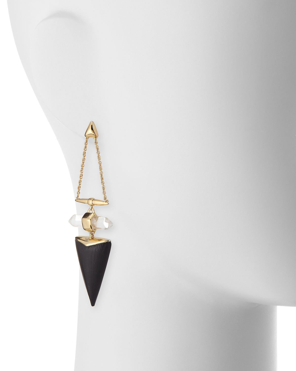 Faceted Rock Crystal Triangle Drop Earrings