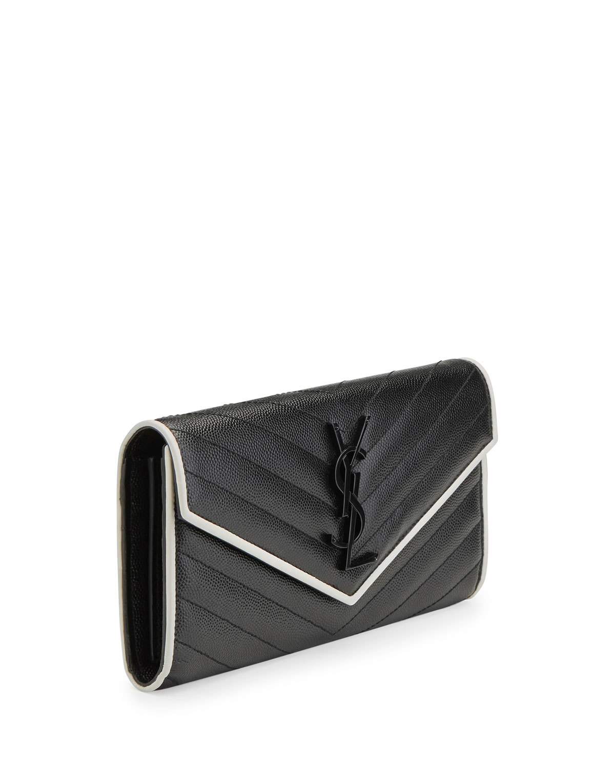 Monogram Leather Large Flap Continental Wallet, Black/White