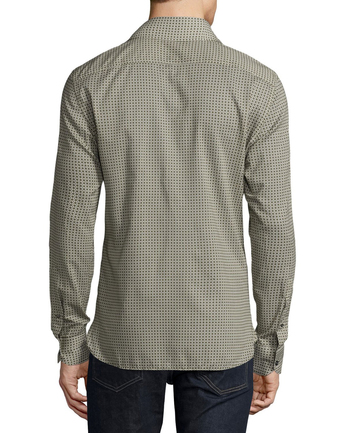 Circle-Print Sport Shirt, Olive