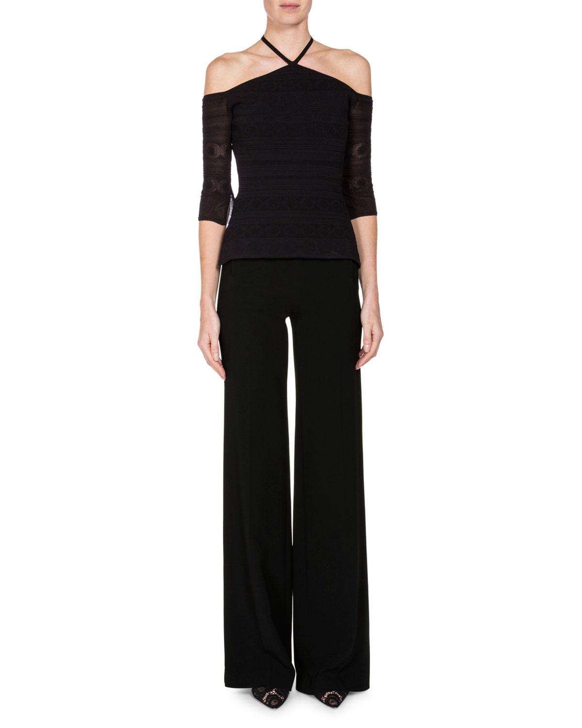 Axon High-Waist Wide-Leg Pants, Black