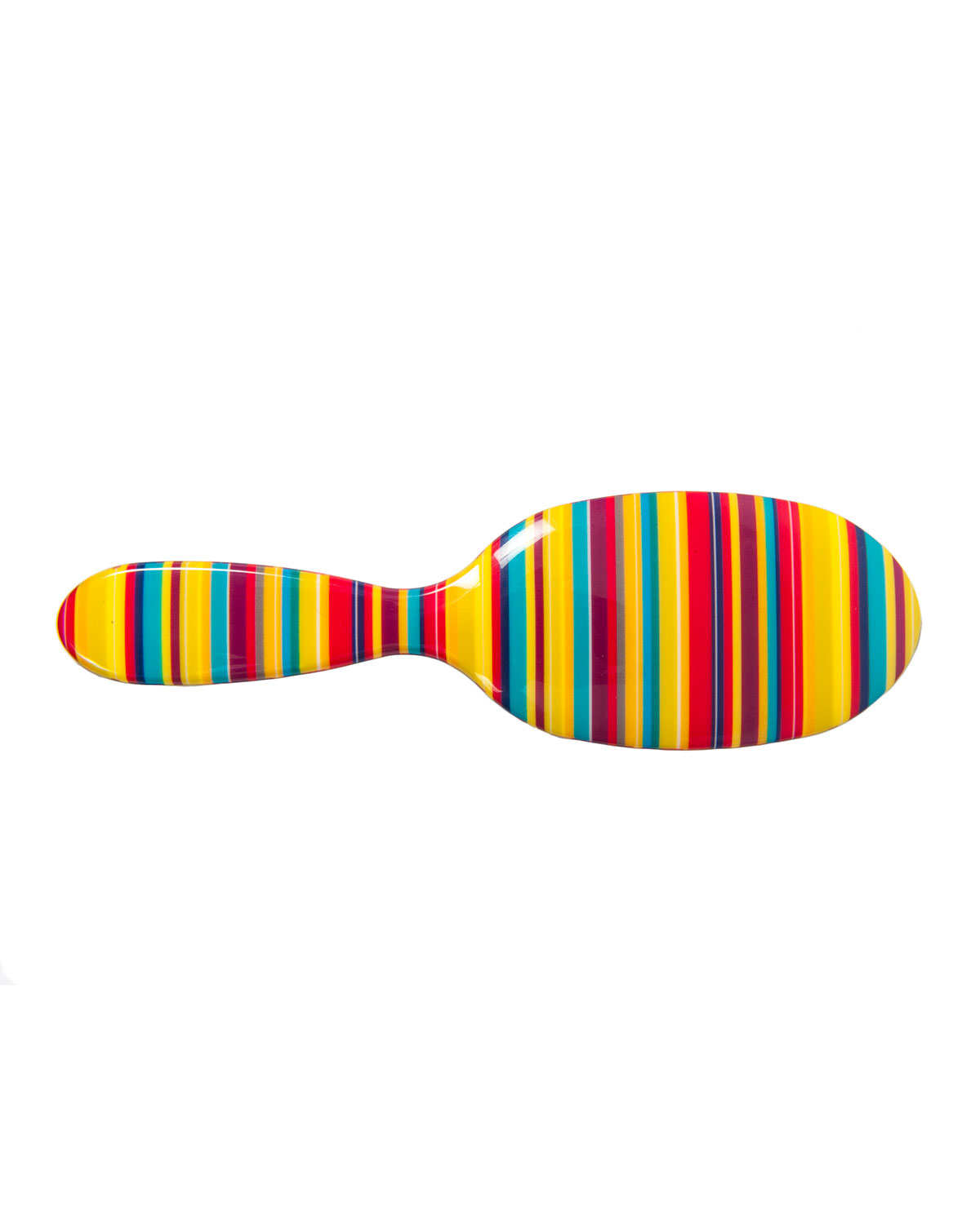 Large Thin Multicolored-Stripes Mixed Bristle Hairbrush