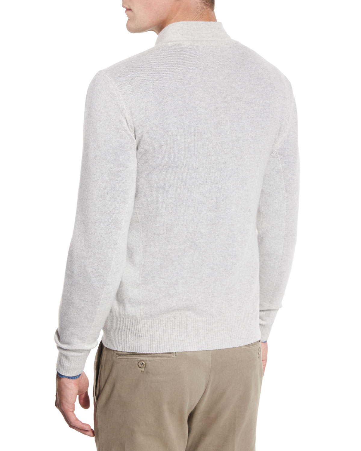 York Cashmere Pullover Sweater, Pearl/Plaster Melange