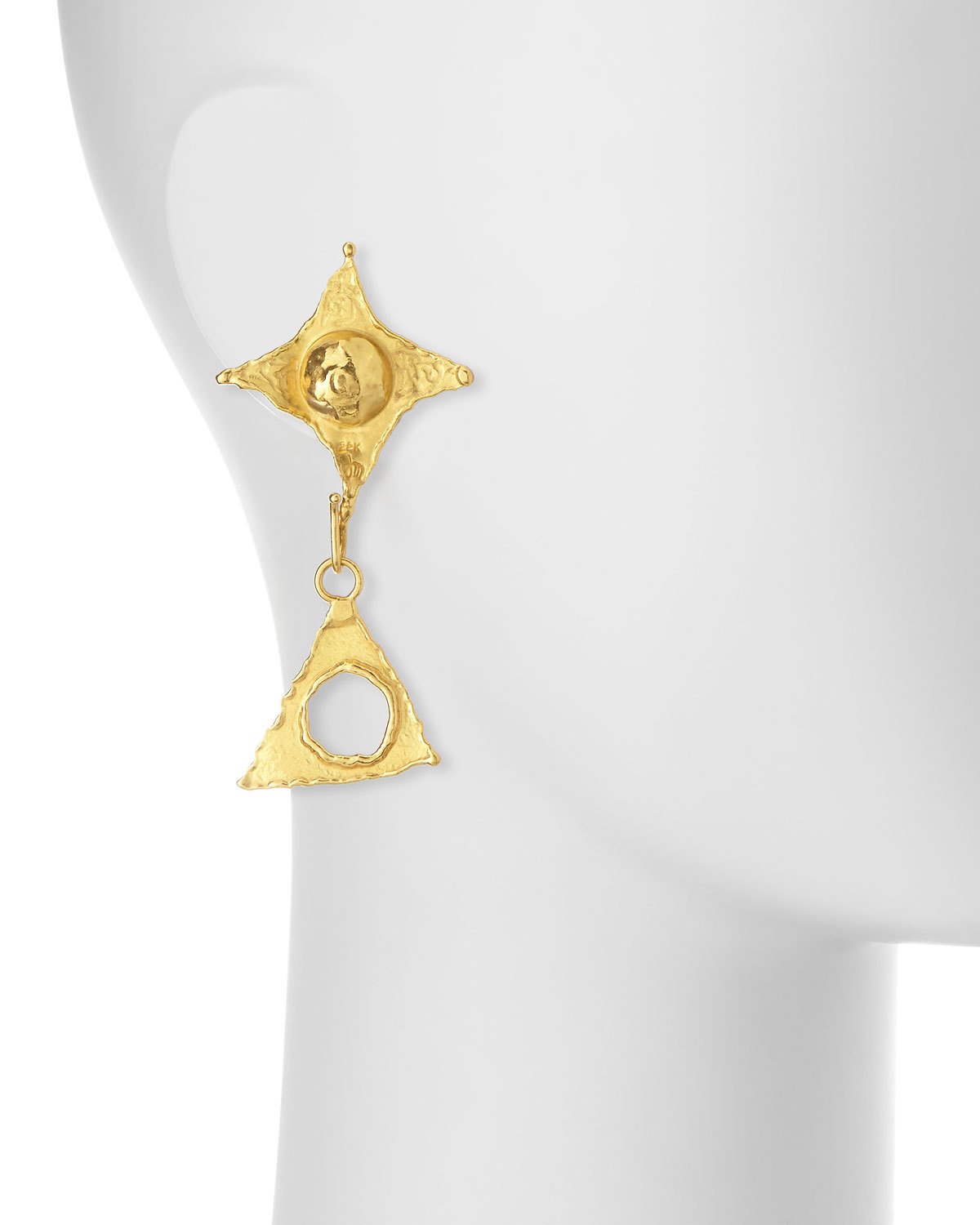 22K Gold Cutout Triangle Drop Earrings