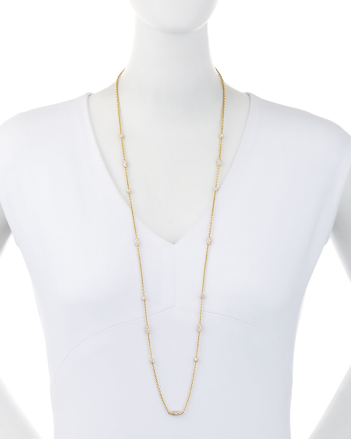 Pipette 18K Diamond Station Necklace, 36"