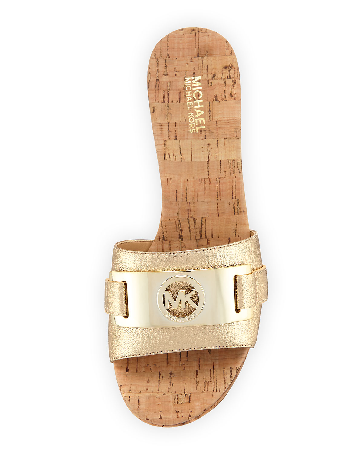 Warren Platform Cork Wedge Slide Sandal, Beige