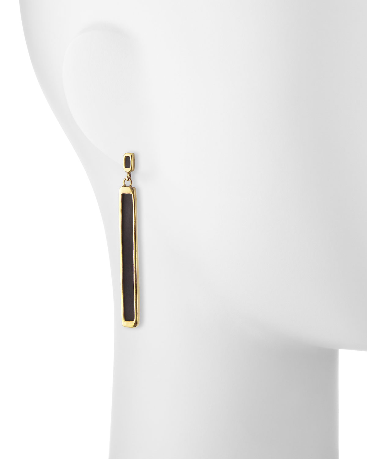 Rectangular Black Horn Earrings