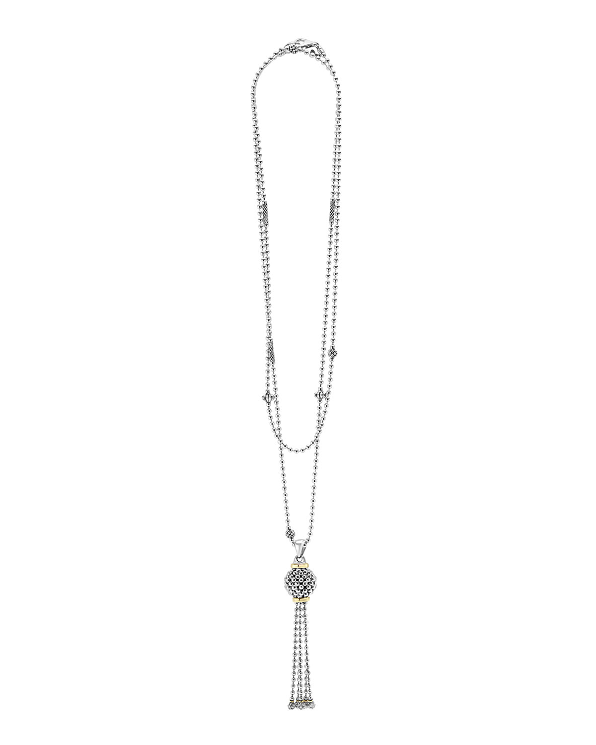 Sterling Silver Caviar Tassel Necklace