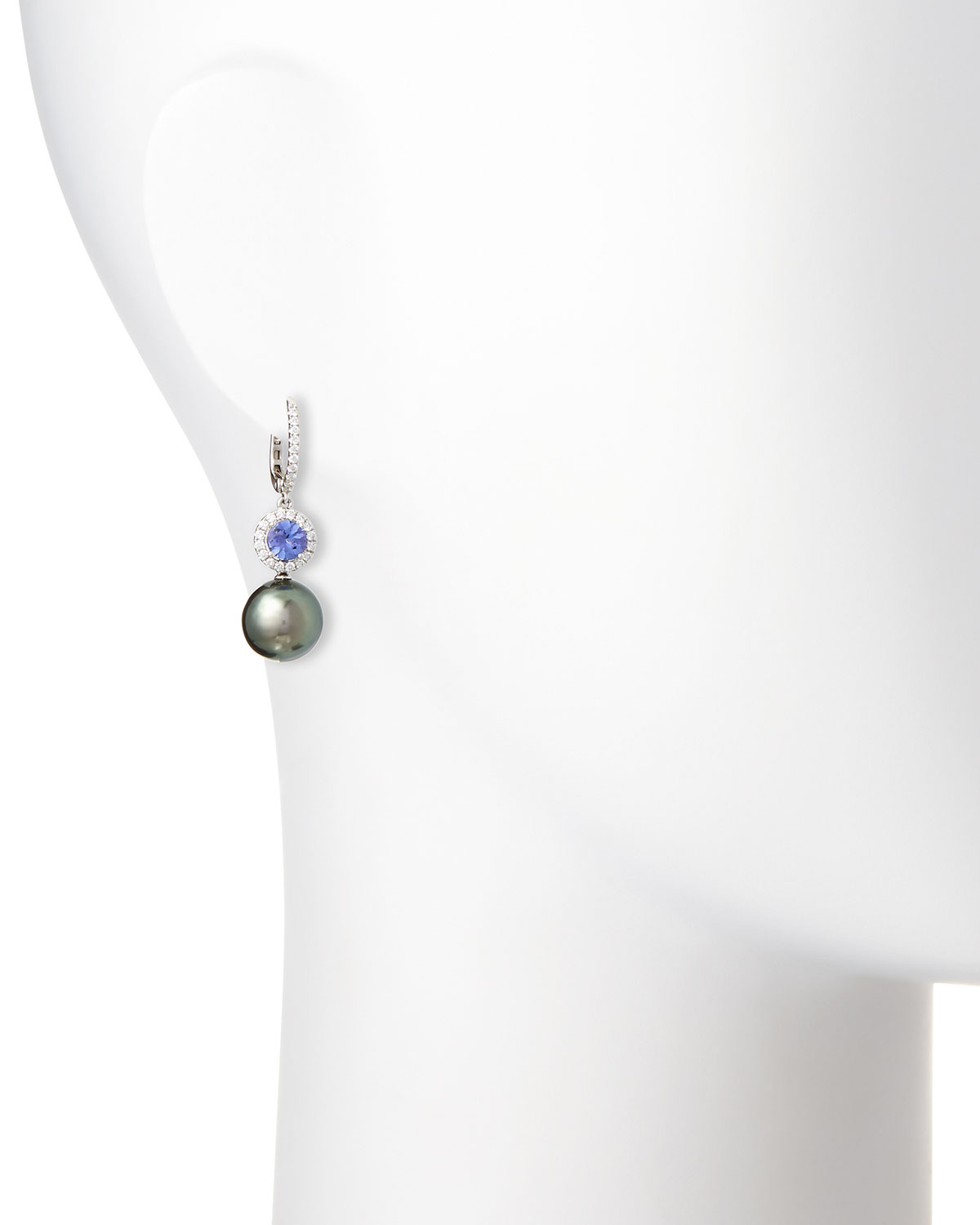 Dangling South Sea Pearl & Blue Tanzanite Earrings