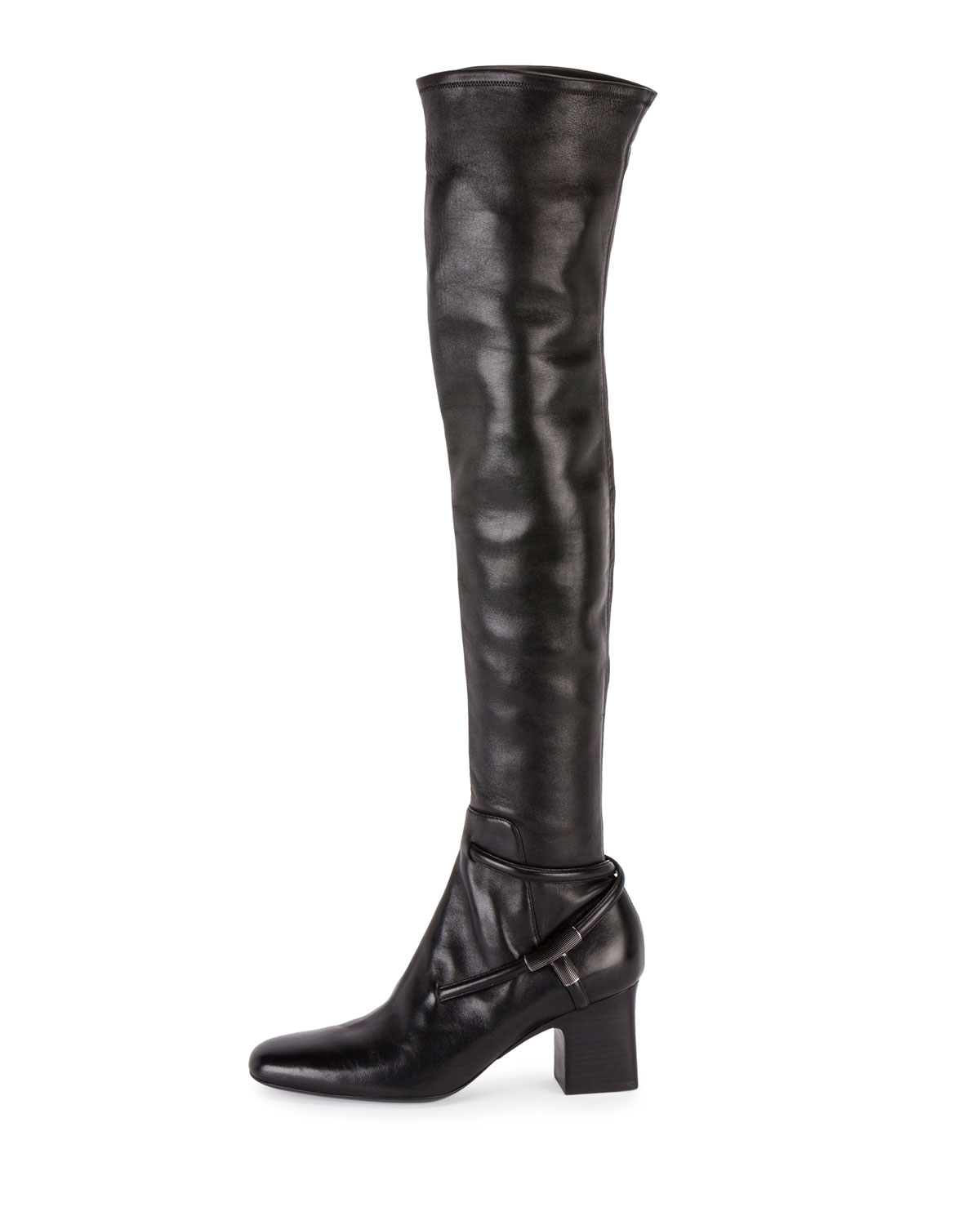 T-Bar Leather 65mm Over-the-Knee Boot, Black