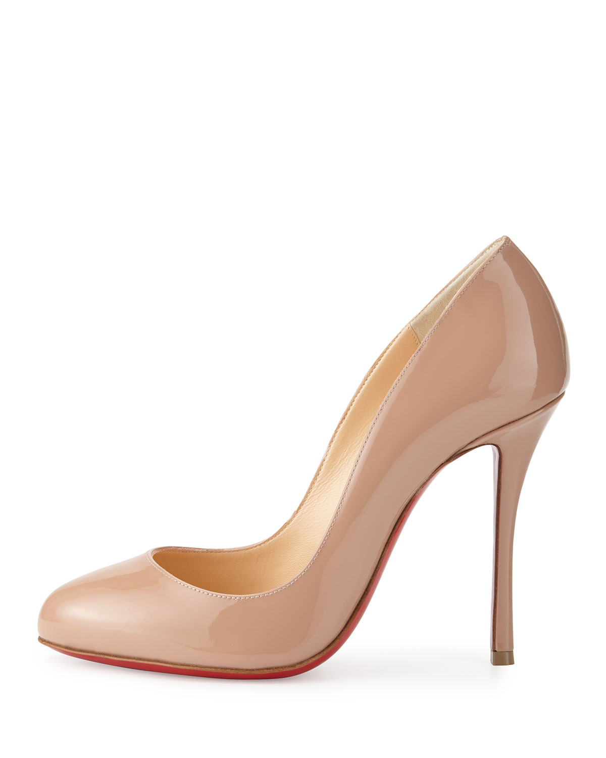 Merci Allen Patent 100mm Red Sole Pump, Nude