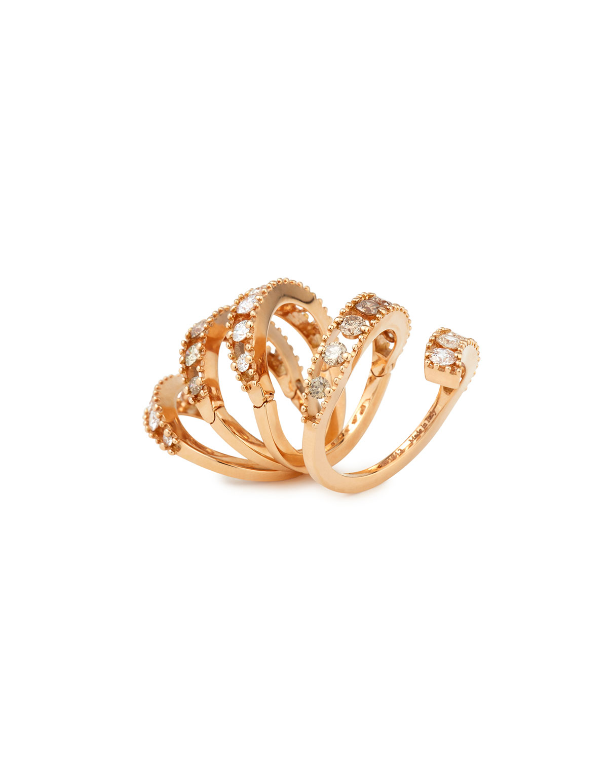 18k Rose Gold Coiled Diamond Flex Ring 