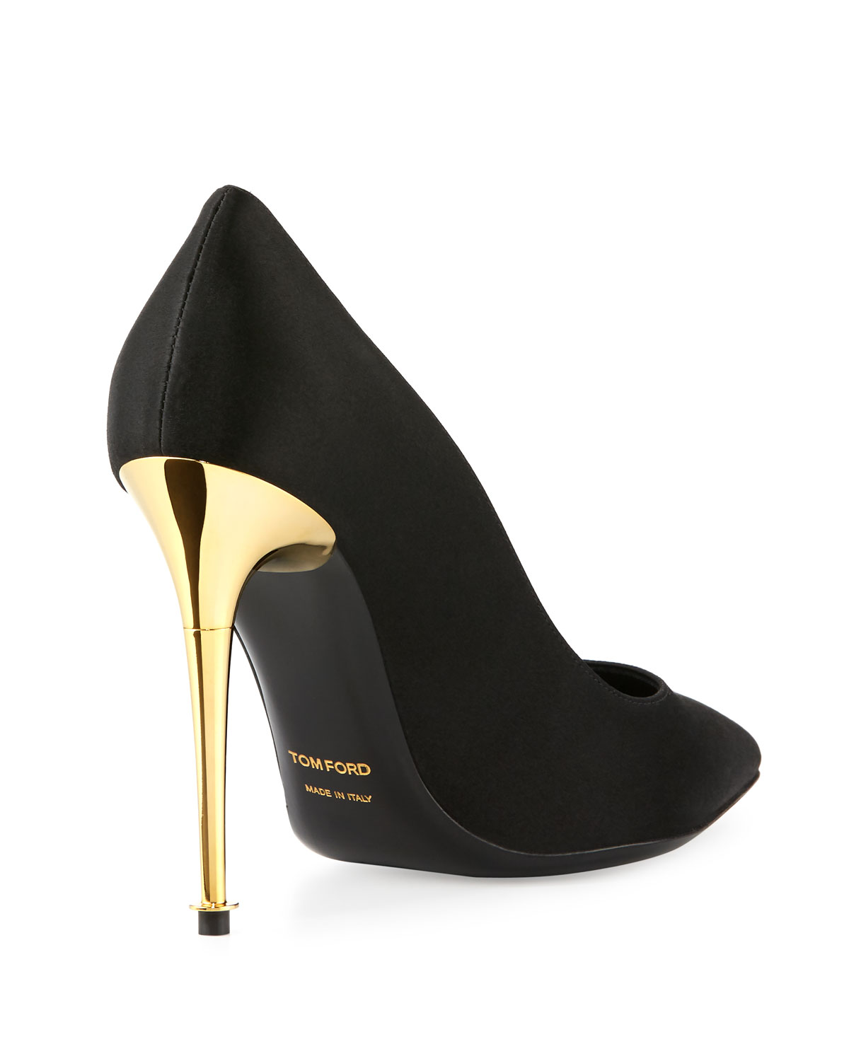 Satin 105mm Pin-Heel Pump, Black