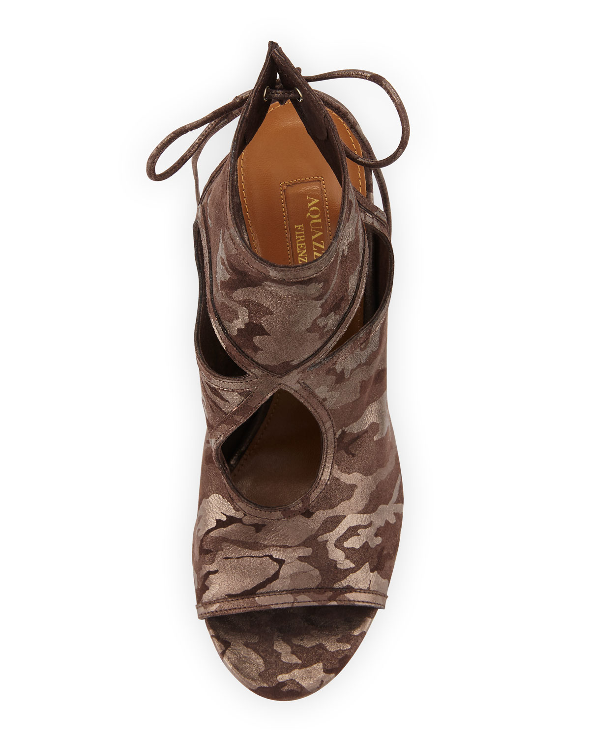 Sexy Thing Suede Cutout Sandal, Metal Camouflage