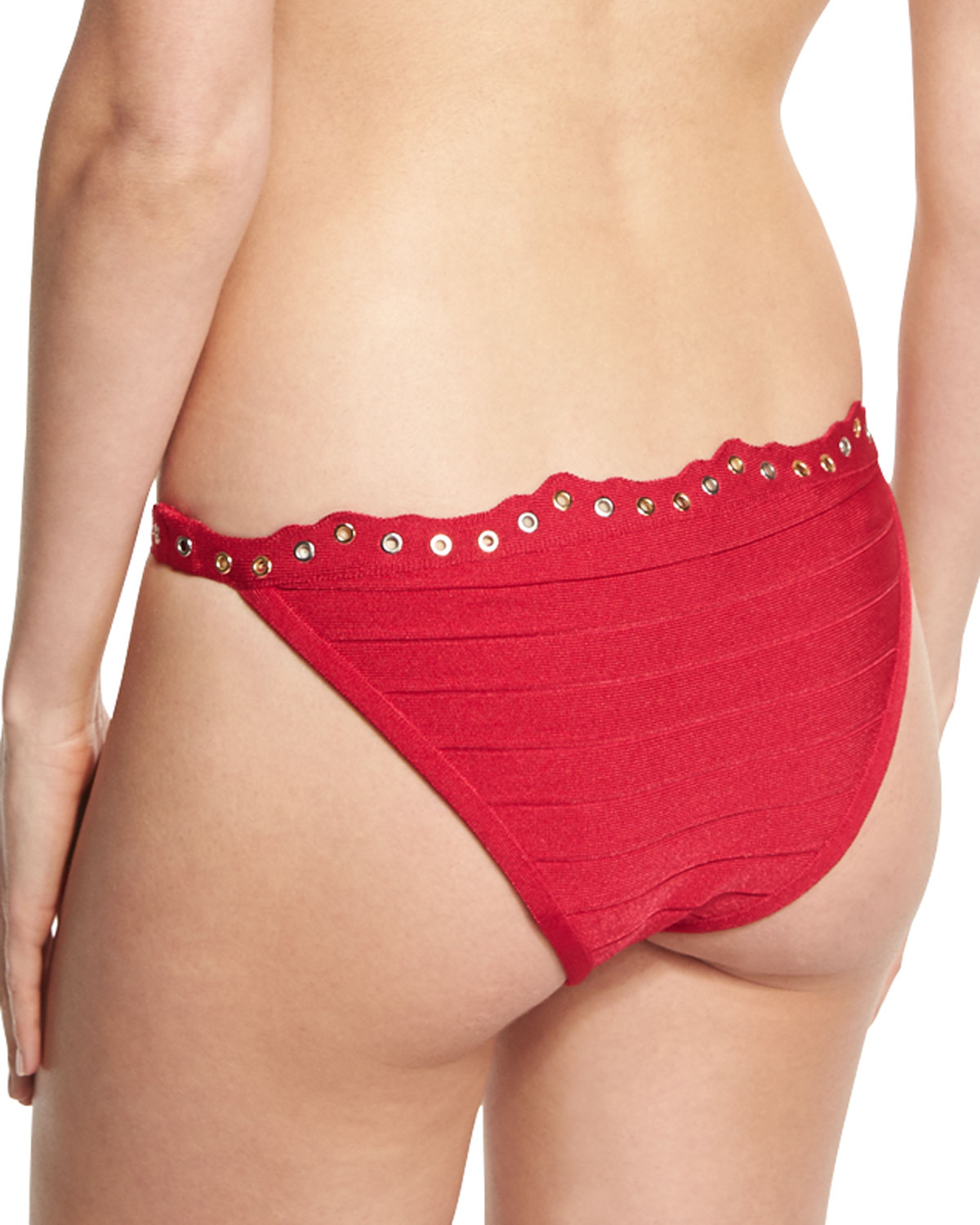 Studded-Eyelet Hipster Swim Bottom