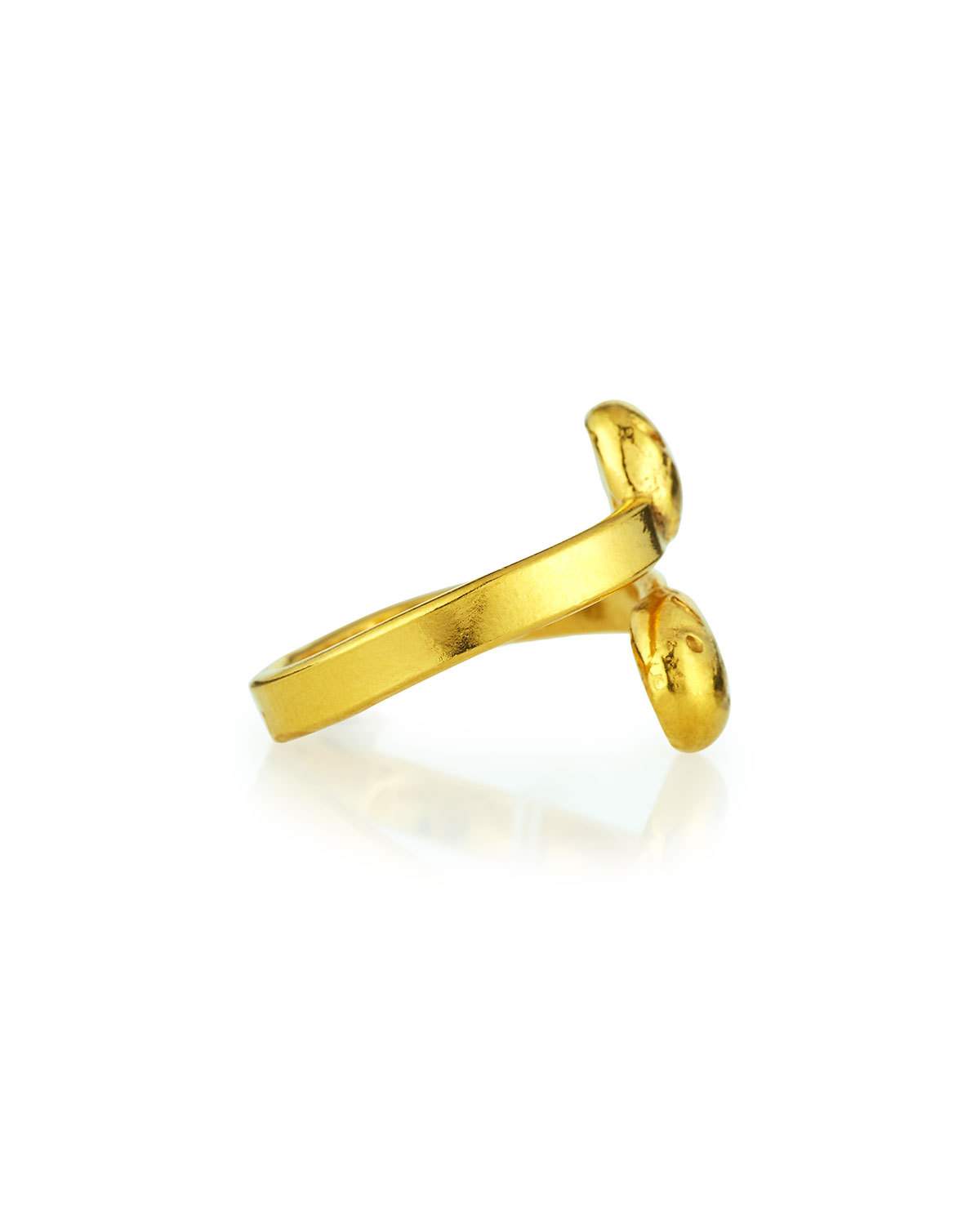 22K Gold Carved Bypass Ring