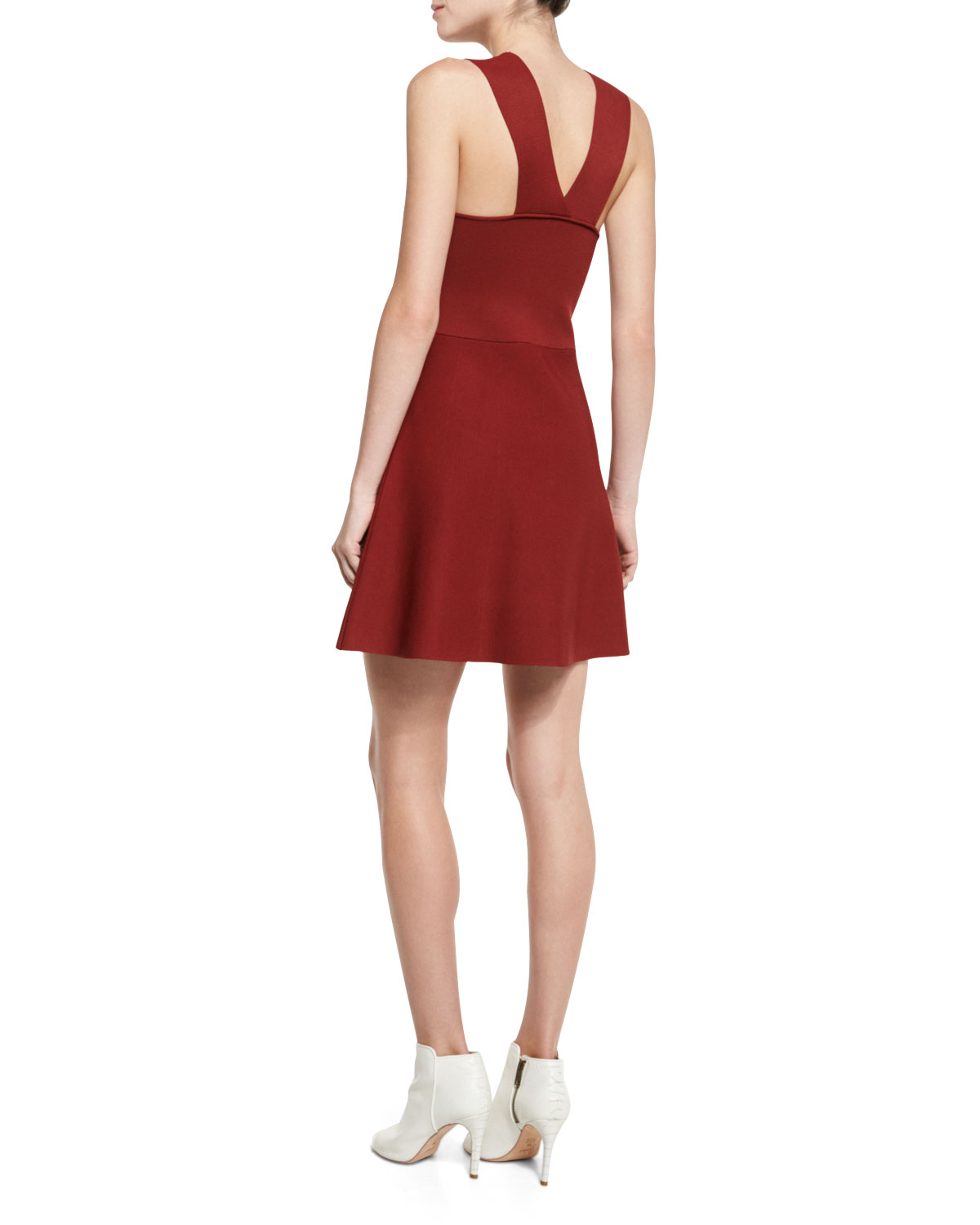 Rada Sleeveless Fit-and-Flare Jersey Dress, Copper