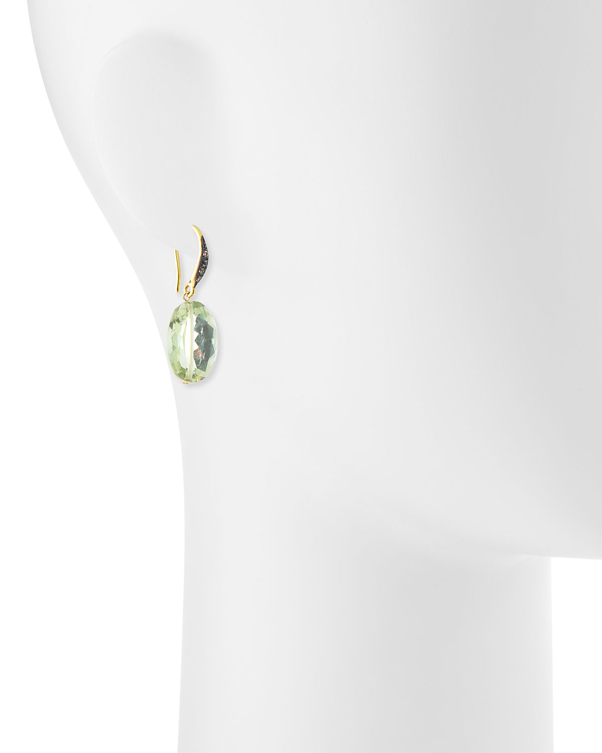 Green Amethyst & White Sapphire Drop Earrings