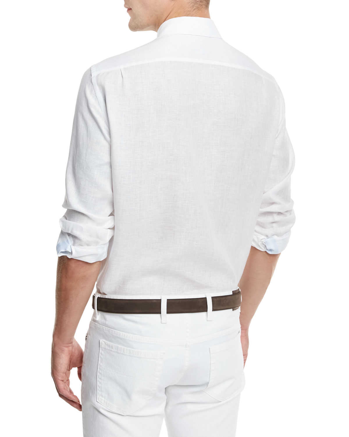 Solid Linen Sport Shirt, White