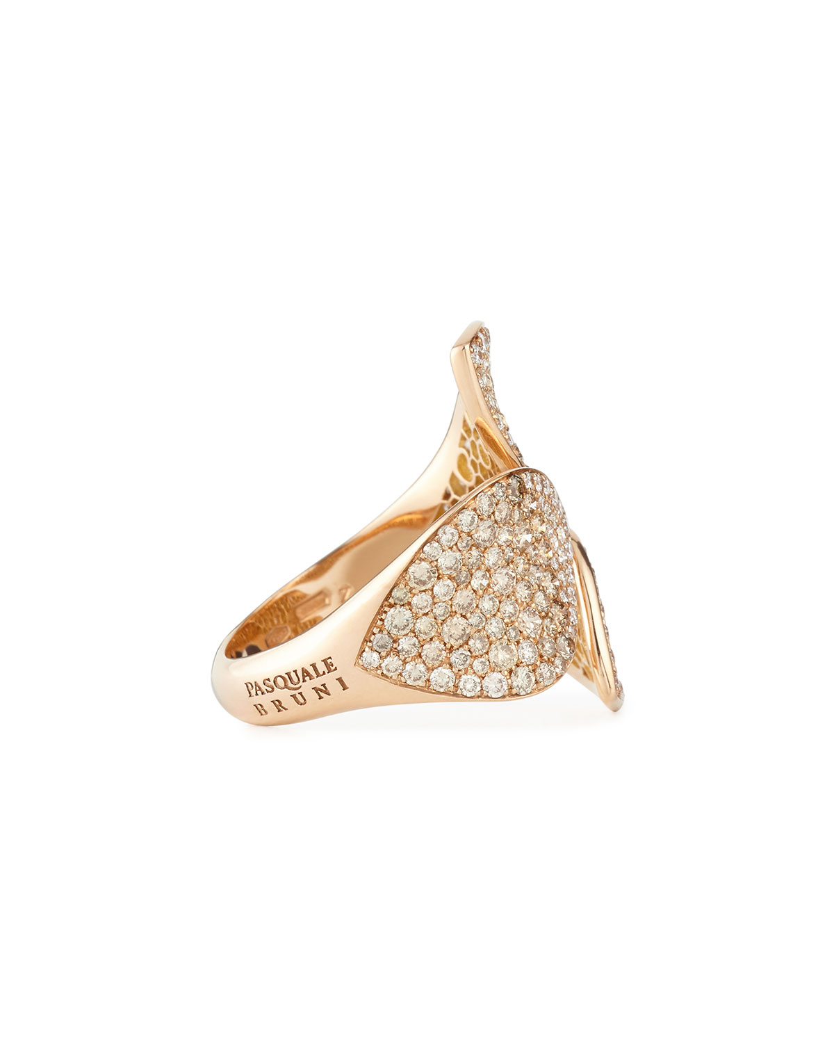 Giardini Segreti 18k Rose Gold Diamond Leaf Ring, 2.35 cts.