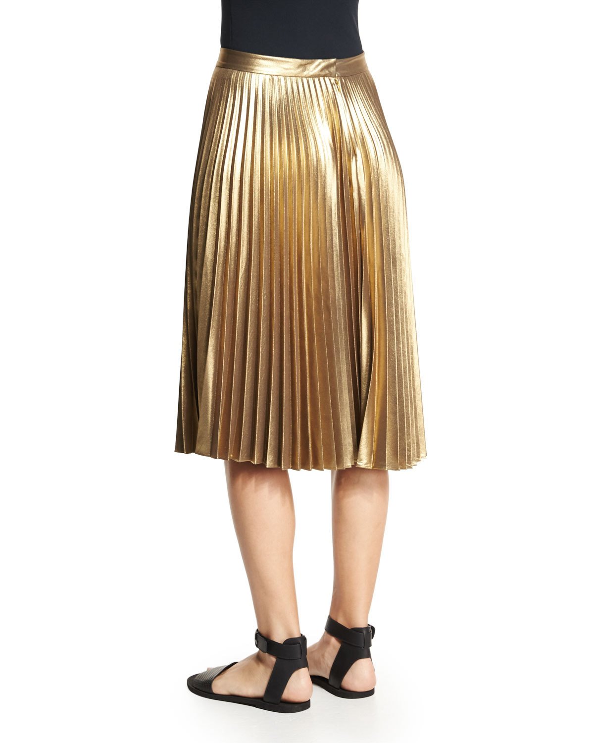 Gates Pleated Metallic Skirt, Gold