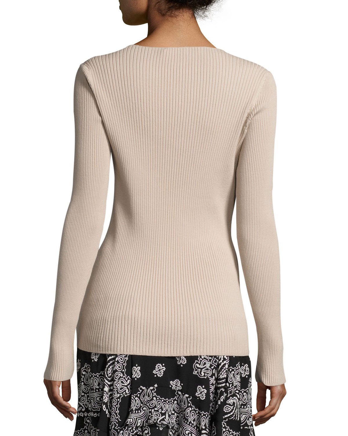 Solana Laced Ribbed Sweater, Whisper