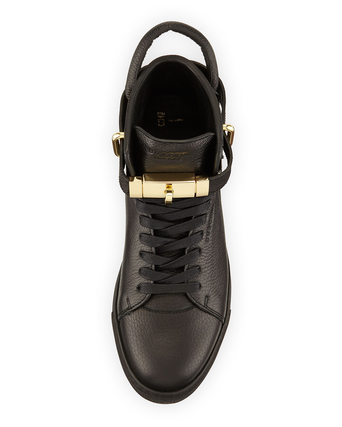100mm High-Top Leather Sneaker with Padlock, Black