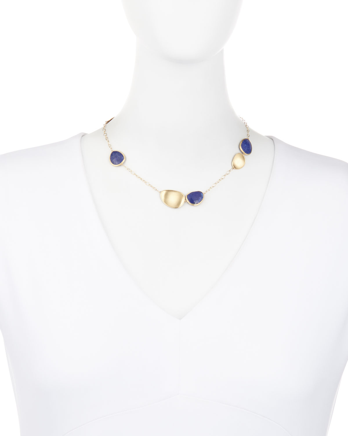 Lunaria Lapis 18k Gold Rolo Necklace