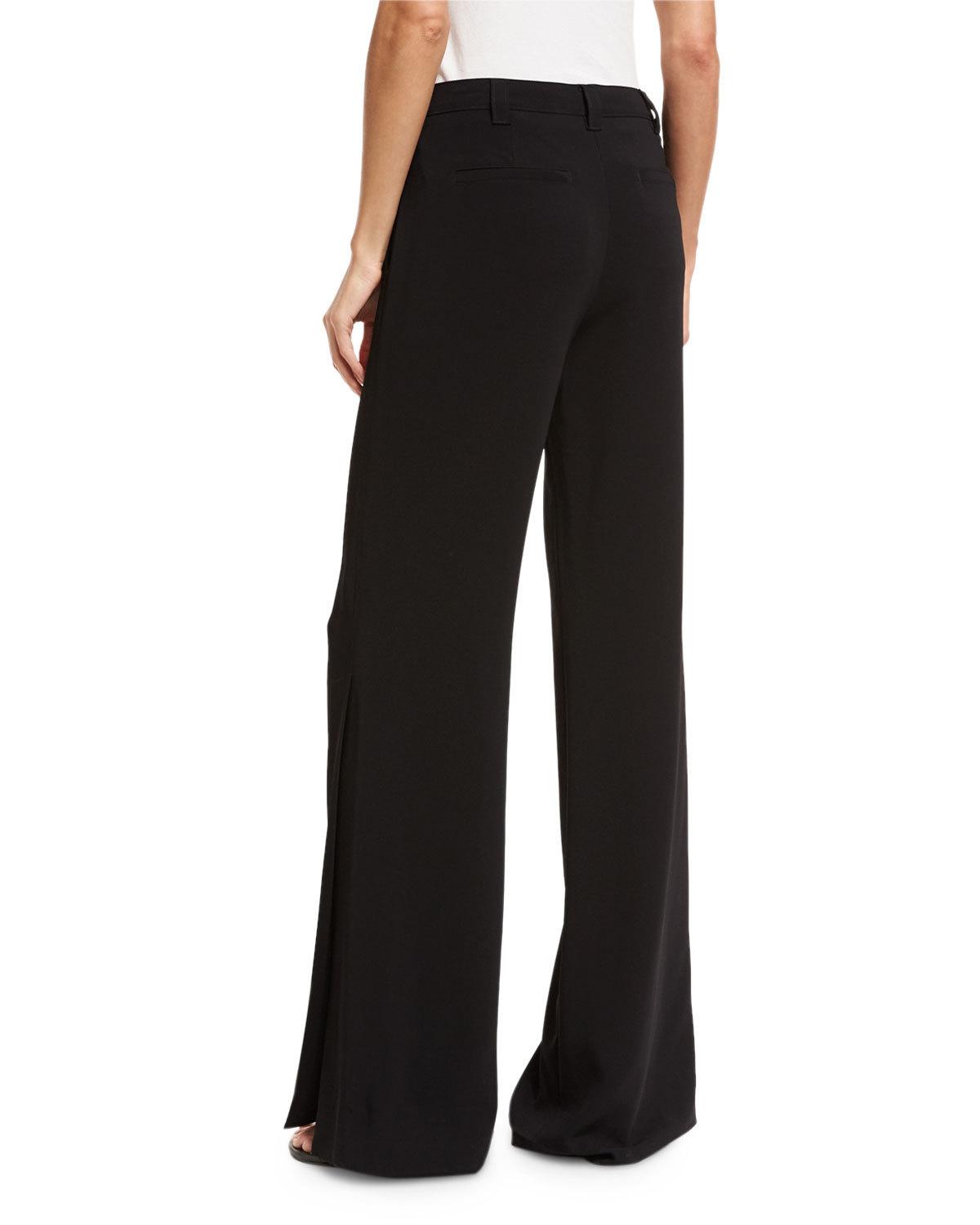 Miles Stretch Crepe Wide-Leg Pants, Black