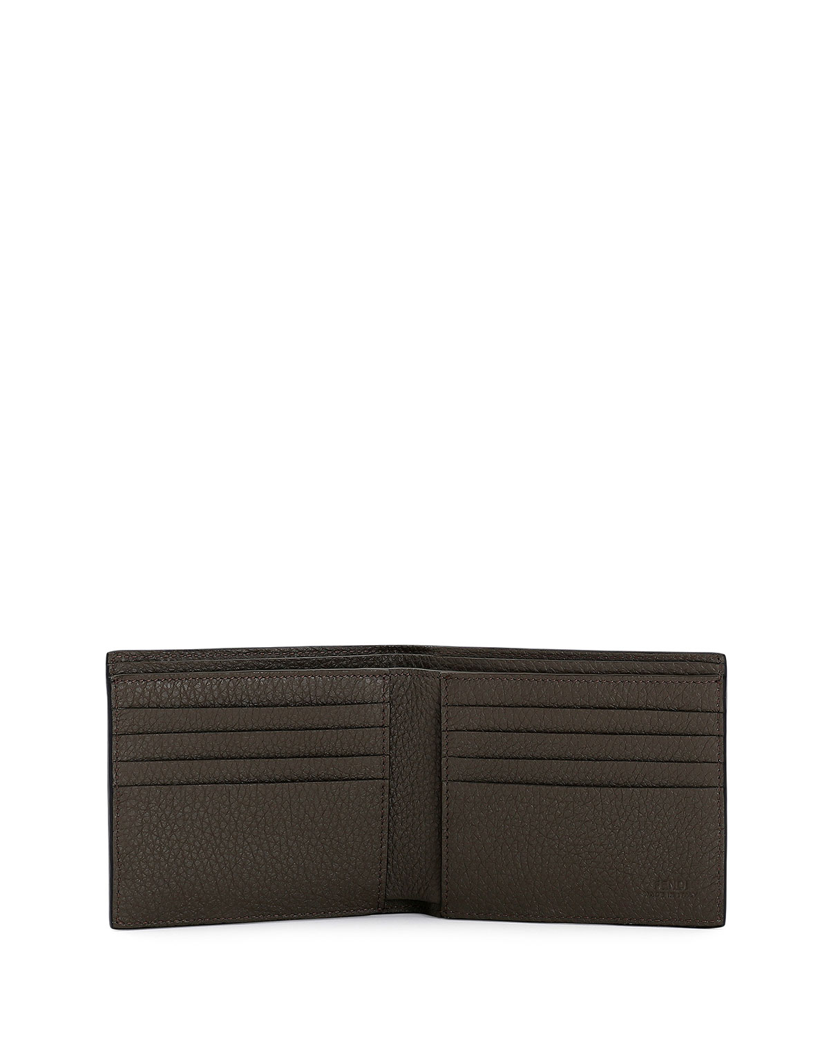 Leather & Metal Face Bi-Fold Wallet, Black