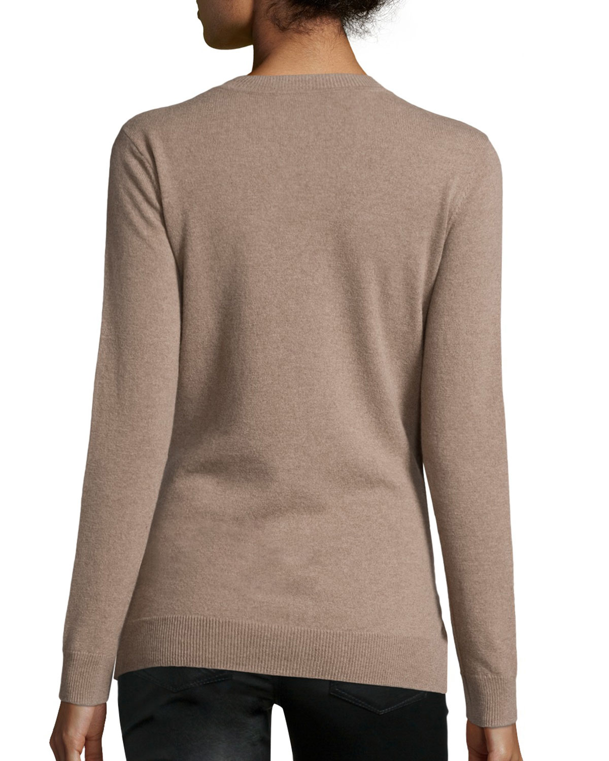 Cashmere Tie-Front Crewneck Sweater