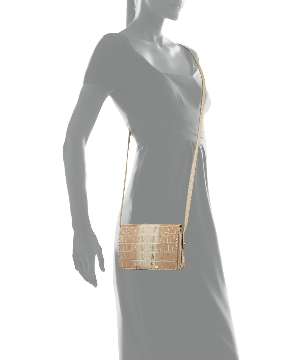 Pulce Horned Crocodile Crossbody Bag, Limestone