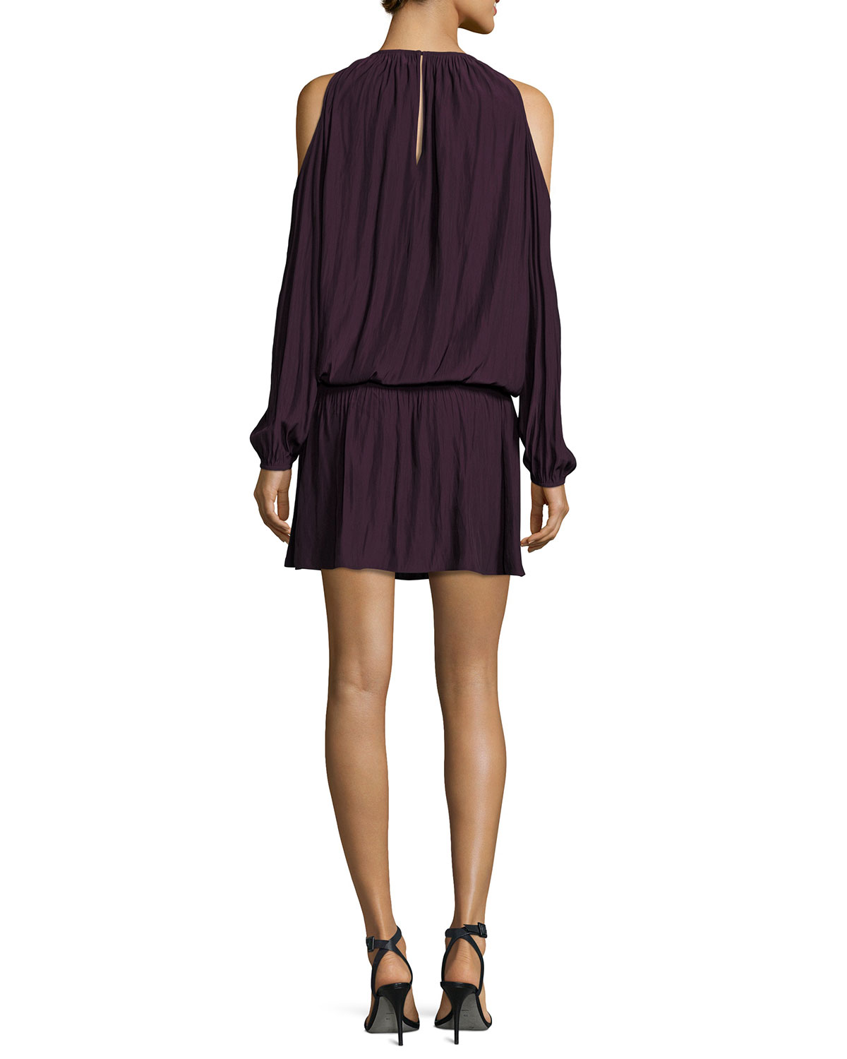 Lauren Cold-Shoulder Blouson Dress, Merlot
